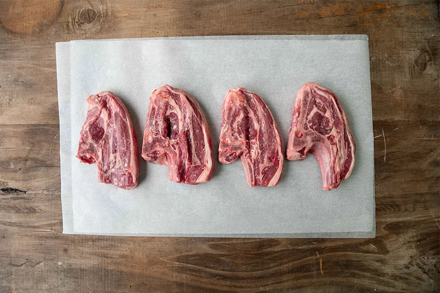 four lamb shoulder chops
