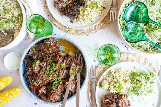 slow cook beef ribs with rice salad