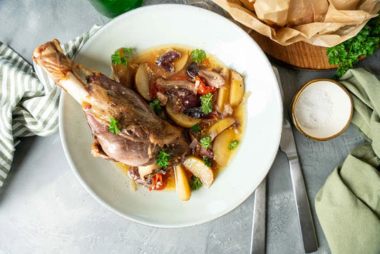 Plate with lamb shank and veges