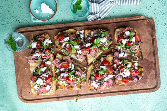 chopping board of bruschetta