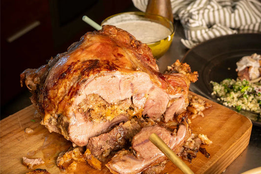 Apricot and Almond Stuffed Roast Lamb