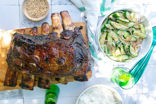 beef short ribs and cucumber salad