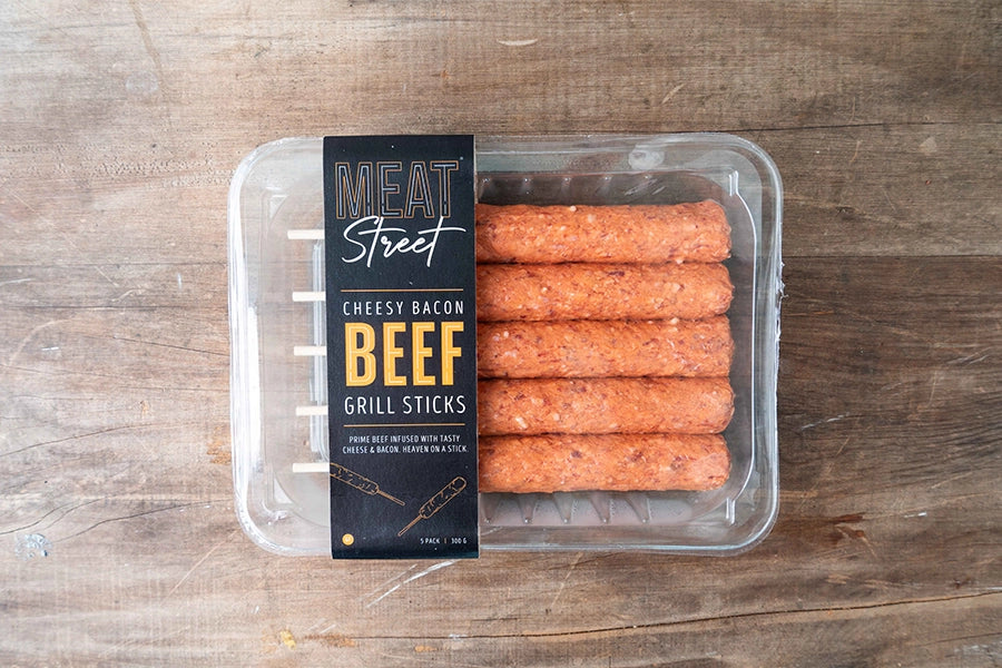 300g Meat Street Cheesy Bacon Beef Grill Sticks
