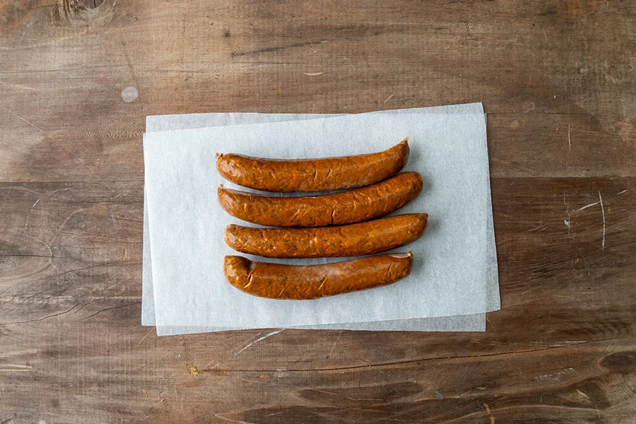four pork chorizo sausages