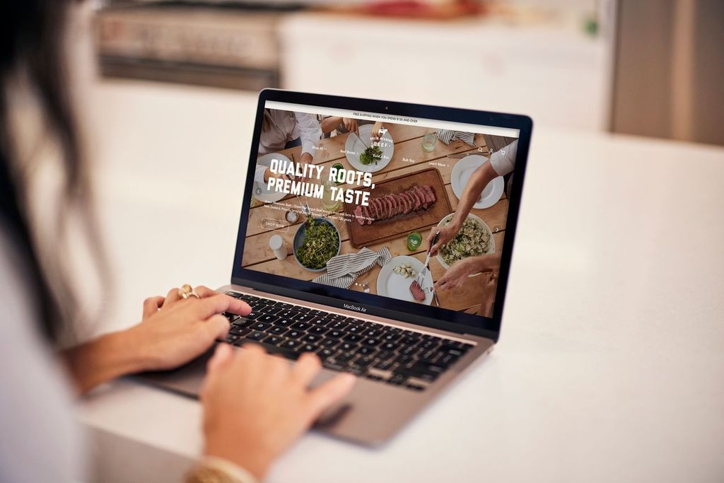 Placing a meat order on laptop